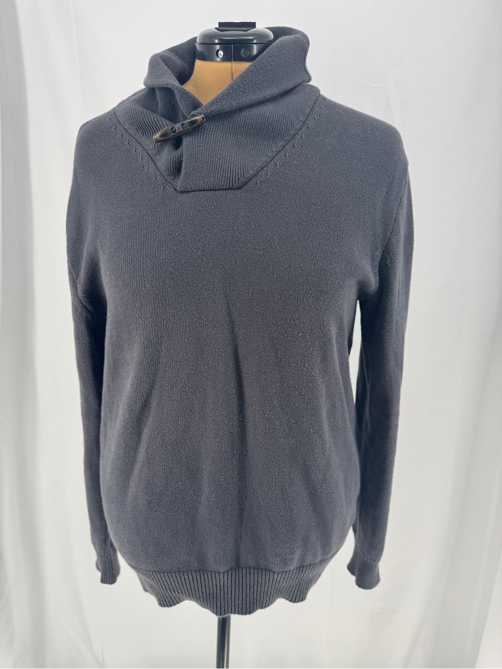 J. Crew Men's Charcoal Shaw Collar Toggle Button 100% Cotton Sweater 0084
